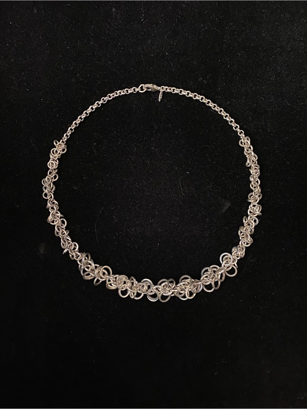 Vintage AVON Silver-Tone Chainmaille Shaggy Loop Weave Statement Necklace